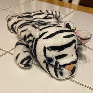 TY Beanie Baby Blizzard Plush White Tiger Toy, 1NN